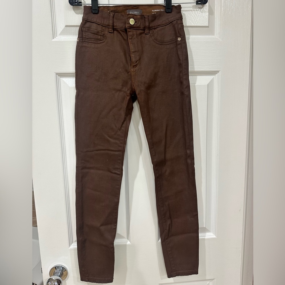 Chocolate Brown DL1961 coated jeans